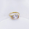 304 Stainless Steel Cubic Zirconia Finger Rings FS-WGC174A-01-1