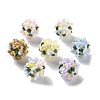 Luminous Polymer Clay Rhinestone Floral Ball Beads CLAY-U002-01-2