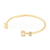 Brass Pave Clear Cubic Zirconia Oval Open Cuff Bangles for Women BJEW-S147-23G-2