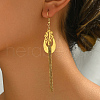 Stainless Steel Leaf Tassel Dangle Earrings EW2816-4