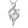 925 Sterling Silver Pave Clear Cubic Zirconia Double Heart Pendant Necklaces for Mother's Day FS-WG5E11A-01-1