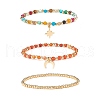 Natural Agate Round Beads Stretch Bracelets BJEW-JB07294-05-7