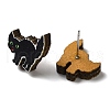 Wood Stud Earrings EJEW-Z054-02G-2