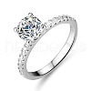 Mother's Day Rings Rhodium Plated 925 Sterling Silver Pave 9.4x5.6mm Moissanite Finger Rings WG6D295-65-4