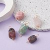 Natural Mixed Stone Connector Charms PALLOY-YW0001-50-5