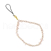 Natural Rose Quartz Chip & CCB Plastic Round Beaded Mobile Straps HJEW-FZ00001-1