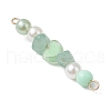 4Pcs 4 Colors Acrylic Pearl & Natural Green Aventurine & Natural Sunstone & Cherry Quartz Glass & Natural Ametrine Gemstone Chip Heart Connector Charms PALLOY-JF03340-01-4