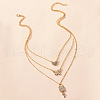 Heart & Butterfly & Lock & Key Zinc Alloy Crystal Rhinestone 3 Layers Pendant Necklaces FS-WGEE0B8-01-4
