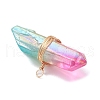 Electroplated Natural Quartz Crystal Irregular Prism Pendants PALLOY-JF03904-02-5