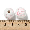 Printed Wood European Beads WOOD-G022-20H-3