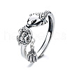 Carp with Lotus 925 Sterling Silver Adjustable Finger Rings for Women FS-WG36D80-01-4