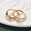 Brass Micro Pave Clear Cubic Zirconia Finger Rings for Women RJEW-U049-05G-3