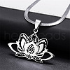 304 Stainless Steel Chakra Lotus Flower Hollow Pendant Necklaces NJEW-K283-29P-1
