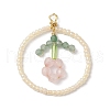 2Pcs Handmade Glass Seed Beads Woven Pendants PALLOY-MZ00213-2