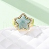 Star Natural Amazonite Cubic Zirconia Cuff Rings RJEW-M076-02G-07-5