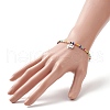 Colorful Seed Beaded Stretch Bracelet with Brass Charms for Women BJEW-JB09218-01-3