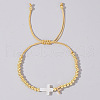 Brass Round Bead Braided Bead Bracelets VB3830-6-1