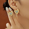 Elegant Vintage Two Tone Heart Brass Stud Earrings NR0767-1