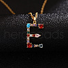 Brass Pave Colorful Cubic Zirconia Initial Pendant Necklaces for Women FS-WG659DF-05-1