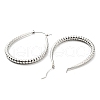 304 Stainless Steel Textured Teardrop Hoop Earrings EJEW-B023-19P-2