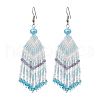 Glass Seed Beaded Tassel Dangle Earrings for Women EJEW-MZ00202-1