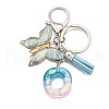 26Pcs Transparent Epoxy Resin & Transparent Acrylic & Faux Suede Tassel Keychain KEYC-JKC01202-15-2