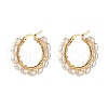 Natural Pearl Beads Brass Hoop Earrings EJEW-JE04565-01-2