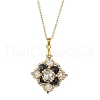 Glass Beaded Rhombus Pendant Necklaces NJEW-MZ00072-02-2