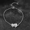 201 Stainless Steel Pulsera Puzzle Link Bracelets BJEW-B128-03P-1