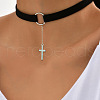 Cross Alloy Pendant Black Velvet Cord Choker Necklaces for Women FS-WGA31B5-01-1