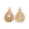 Brass Micro Pave Cubic Zirconia Pendants ZIRC-L070-54G-2