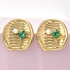 Brass & Glass & Plastic Stud Earrings EJEW-D302-03G-04-4