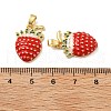 Strawberry Brass Enamel Micro Pave Cubic Zirconia Pendants KK-M325-14B-G-2