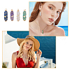 SUPERFINDINGS 16Pcs 8 Styles Natural Mixed Gemstone Copper Wire Wrapped Pointed Pendants FIND-FH0009-12-6