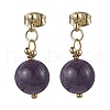 Natural Mixed Stone Round Beads & 304 Stainless Steel Components Dangle Earrings for Women EJEW-JE06231-3