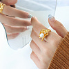 Mother's Day Jewellery Flower Stainless Steel Open Cuff Rings WGAF2BA-02-2