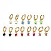 Brass Enamel Huggie Hoop Earrings EJEW-T014-38G-NF-1