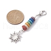 Sun Alloy & Cat Eye Pendant Decoration HJEW-JM01593-03-3