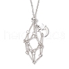 304 Stainless Steel Empty Macrame Pouch Star Moon Pendant Cable Chain Necklace Making NJEW-JN05281-02-2