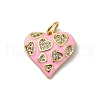 Brass Micro Pave Cubic Zirconia with Enamel Pendants KK-Q098-21G-B-1