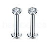 Flat Round Stainless Steel Clear Cubic Zirconia Internally Threaded Labrets WG955BE-01-1