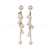 Flower ABS Plastic & Glass Pearl Dangle Stud Earrings EJEW-JE05217-1