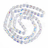 Electroplate Transparent Glass Beads Strands EGLA-N002-32-C03-2