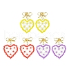 Heart Handmade Glass Seed Beads Dangle Stud Earrings EJEW-MZ00369-2
