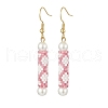 Glass Pearl & Seed Column Dangle Earrings EJEW-MZ00059-02-1