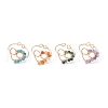 Natural Carnelian & Moss Agate & Amethyst & Apatite Cuff Rings RJEW-TA00206-2