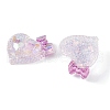 Transparent Epoxy Resin Heart with Bowknot Decoden Cabochons CRES-M034-07A-2