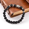 Trendy Natural Lava Rock Beaded Stretch Bracelets BJEW-JB02097-05-1