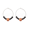 Sport Theme Acrylic Round Beaded Hoop Earrings EJEW-JE04977-3