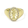 Brass with Cubic Zirconia Open Cuff Ring RJEW-B051-48G-2